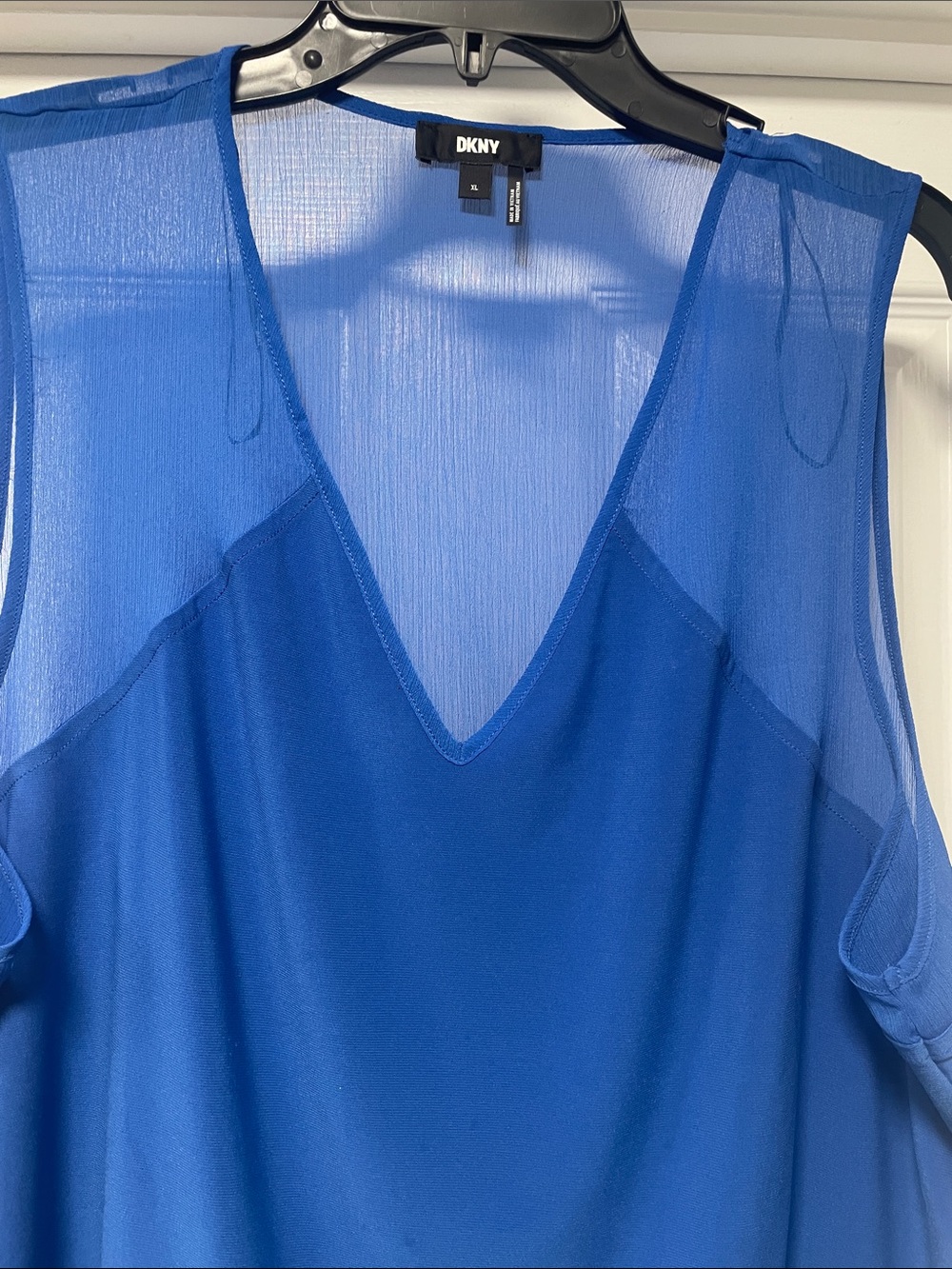 DKNY Sheer Panel Royal Blue V-Neck Swim Coverup